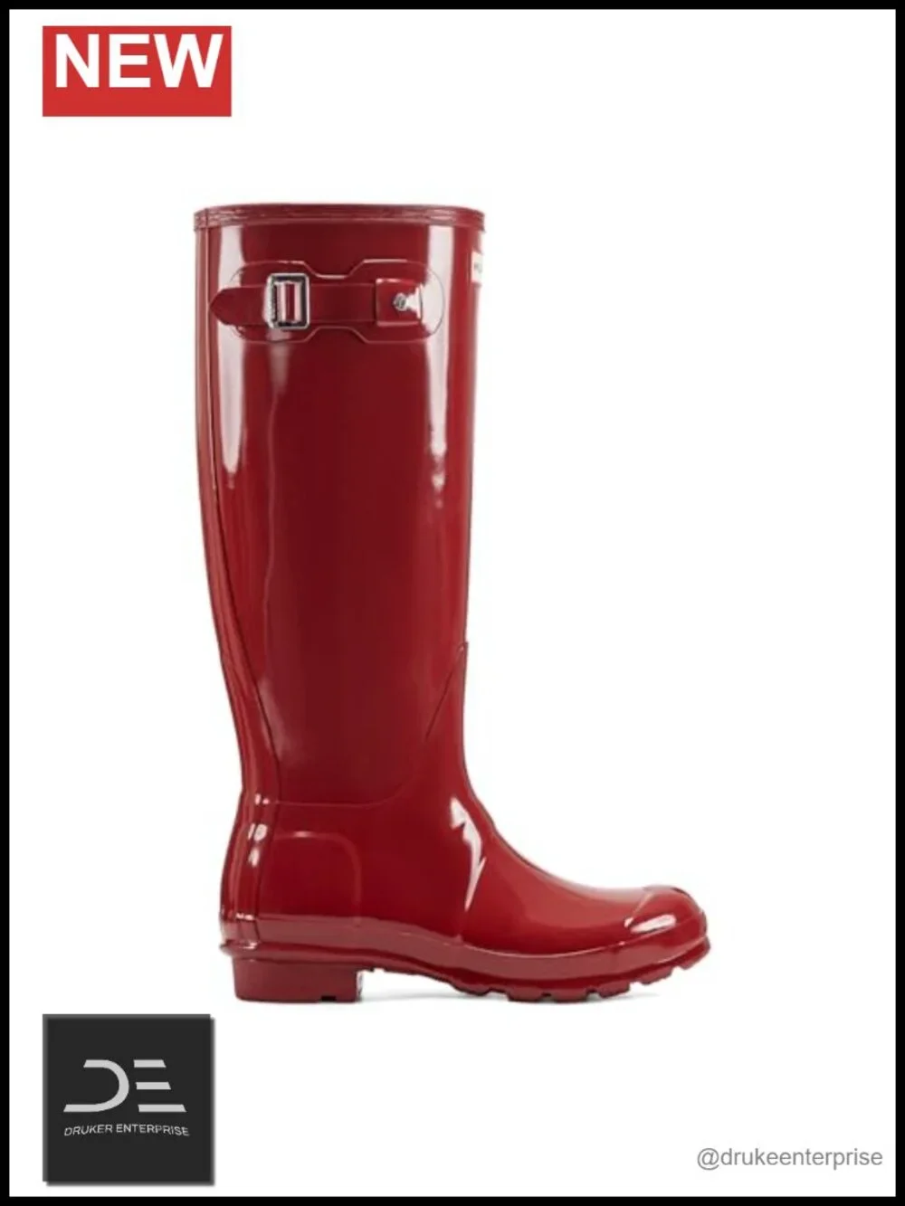 Women's Waterproof Tall Gloss Rain Boots Knee High Rubber Pull-On
